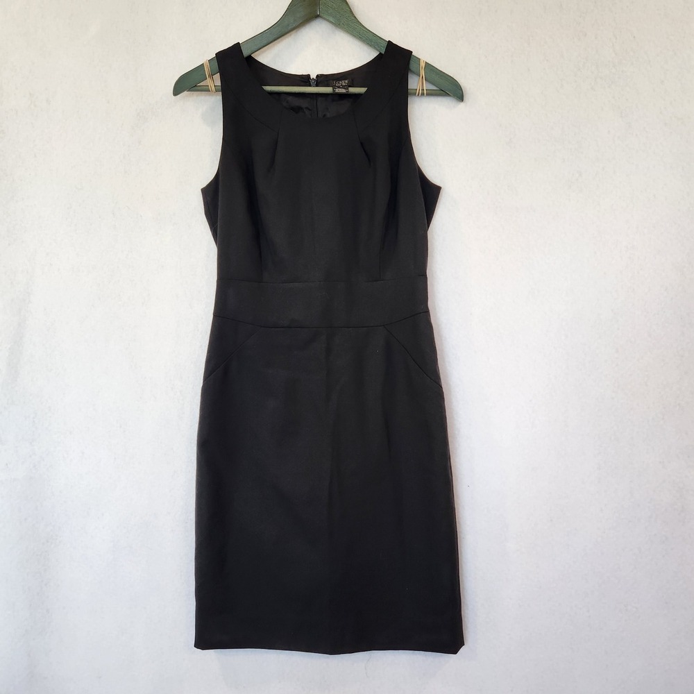 J.Crew Super 120s‎ Wool Sleeveless Sheath Dress Black Size 2 Pockets